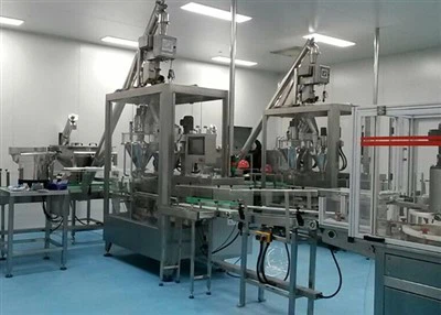 Automaatne piimavalgu pulbri pudelipurgid Auger täitmismasina pakkimisliin